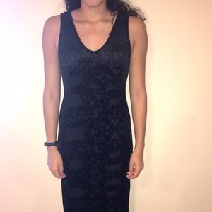 Black floral velvet dress